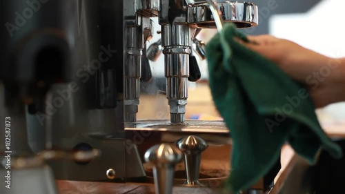 Cleaning the of a coffee machine.