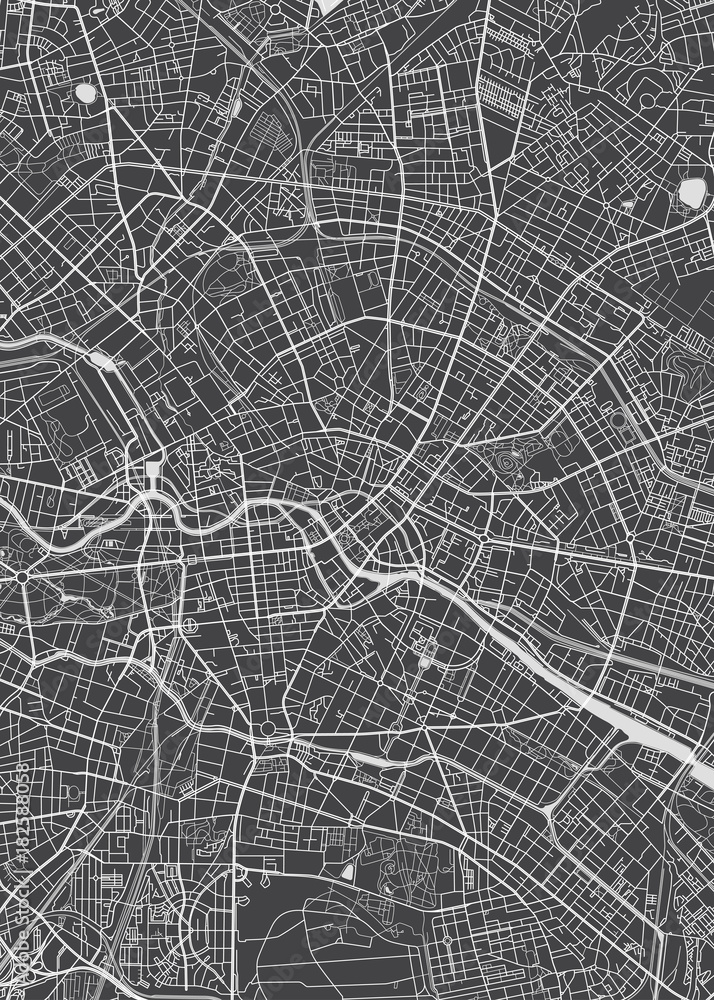 Fototapeta Berlin city plan, detailed vector map