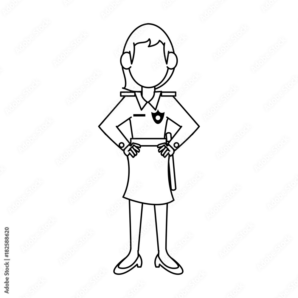 Woman police avatar cartoon icon vector illustration graphic design