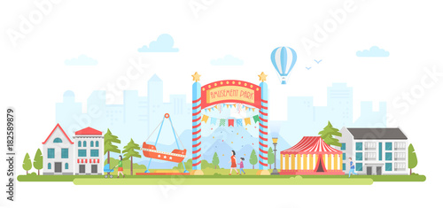 Amusement park - modern flat design style vector illustration