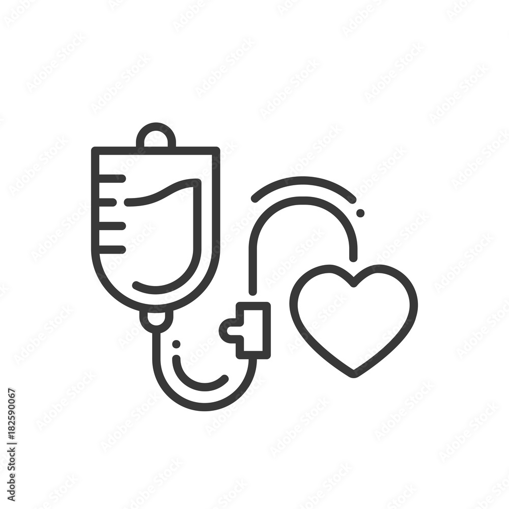 Blood transfusion - line design single isolated icon Blood transfusion - line design single isolated icon