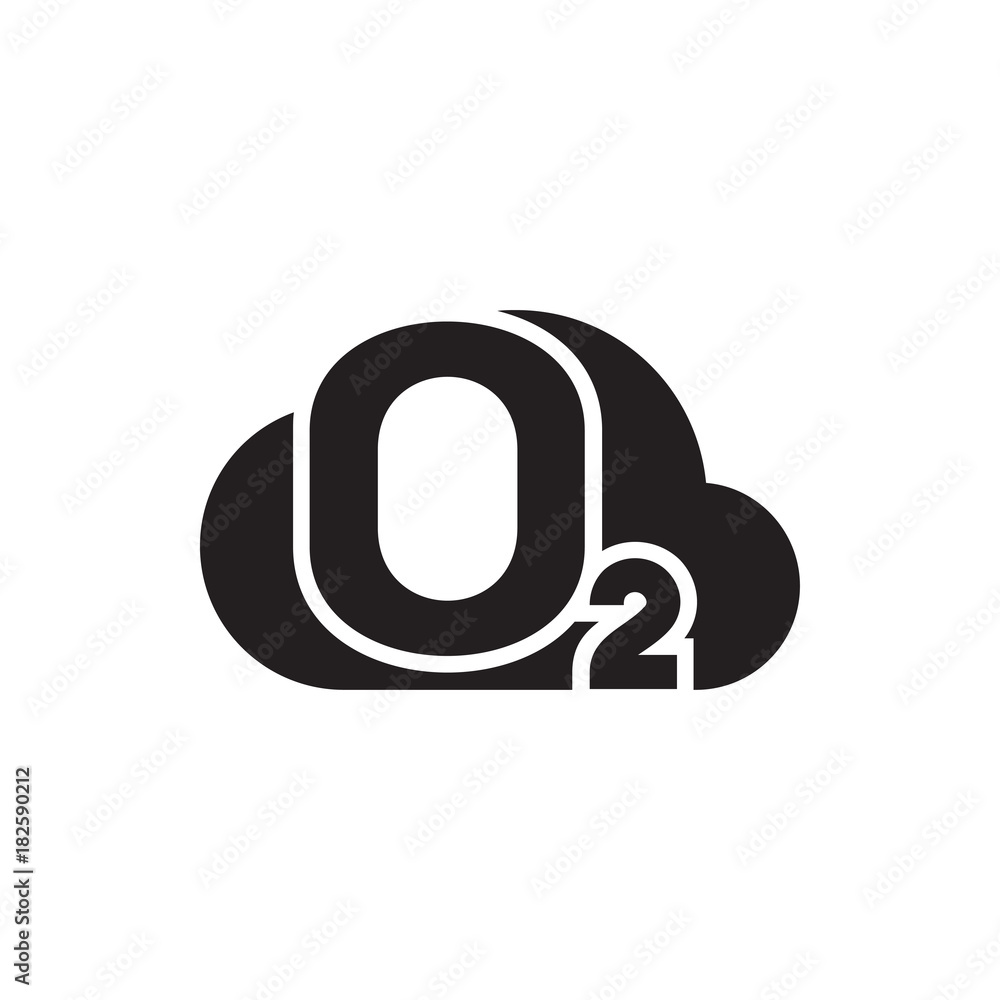 O2 oxygen icon illustration O2 oxygen icon illustration