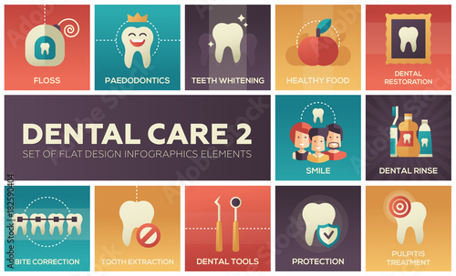 Dental care - set of flat design infographics elements