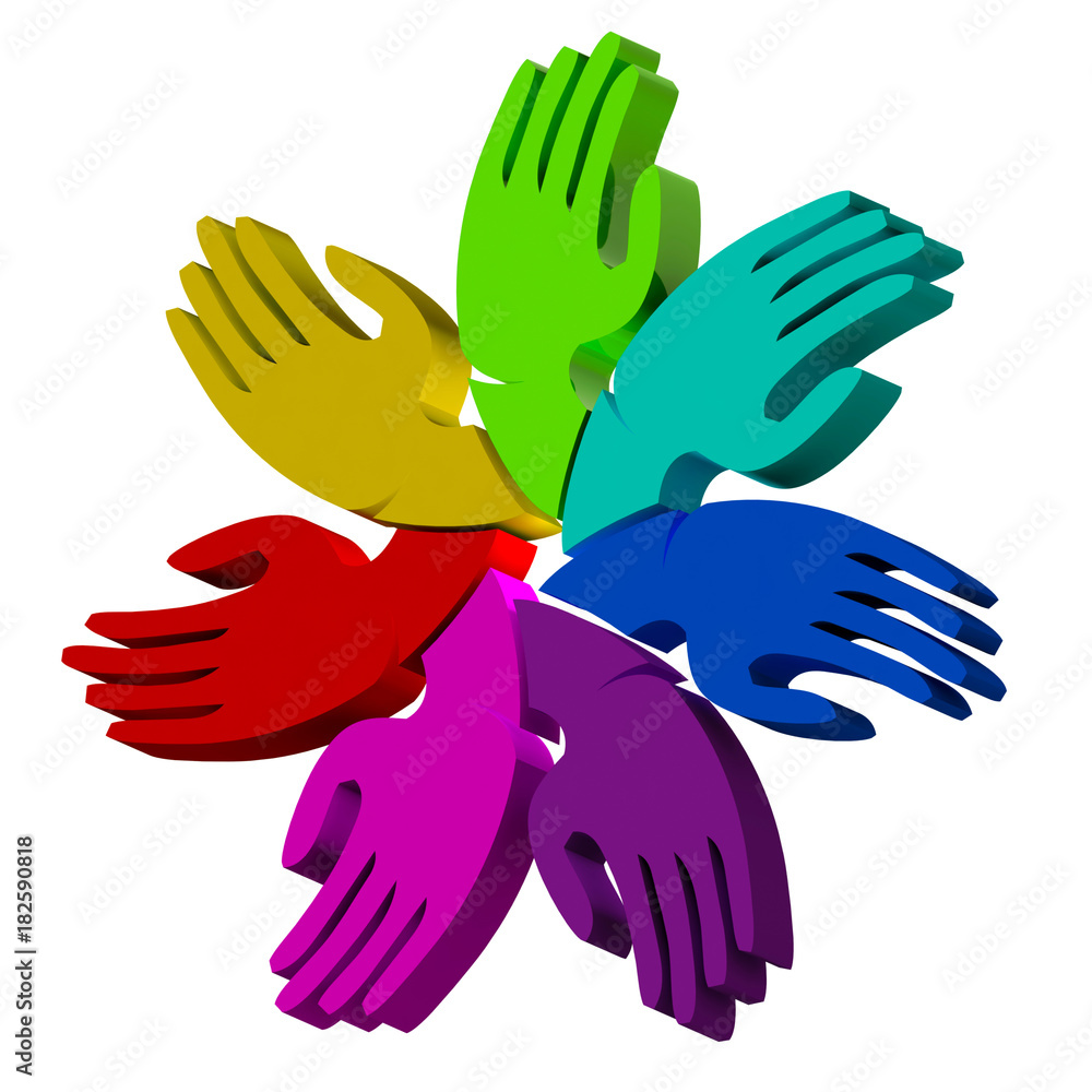 Teamwork group of hands symbol 3d Teamwork group of hands symbol 3d