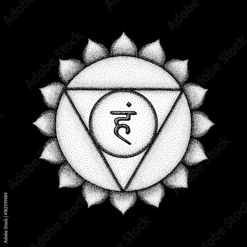 hand drawn chakra Vishuddha illustration.