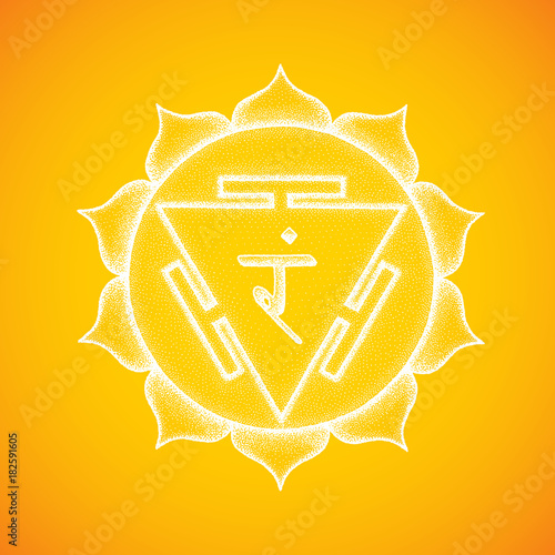 hand drawn chakra Manipura illustration.