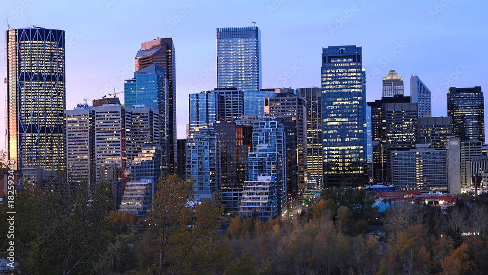 Calgary, Canada skyline at twilight