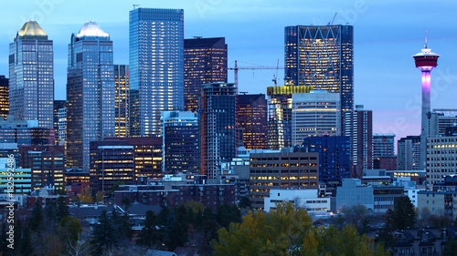 Calgary  Alberta skyline after dark