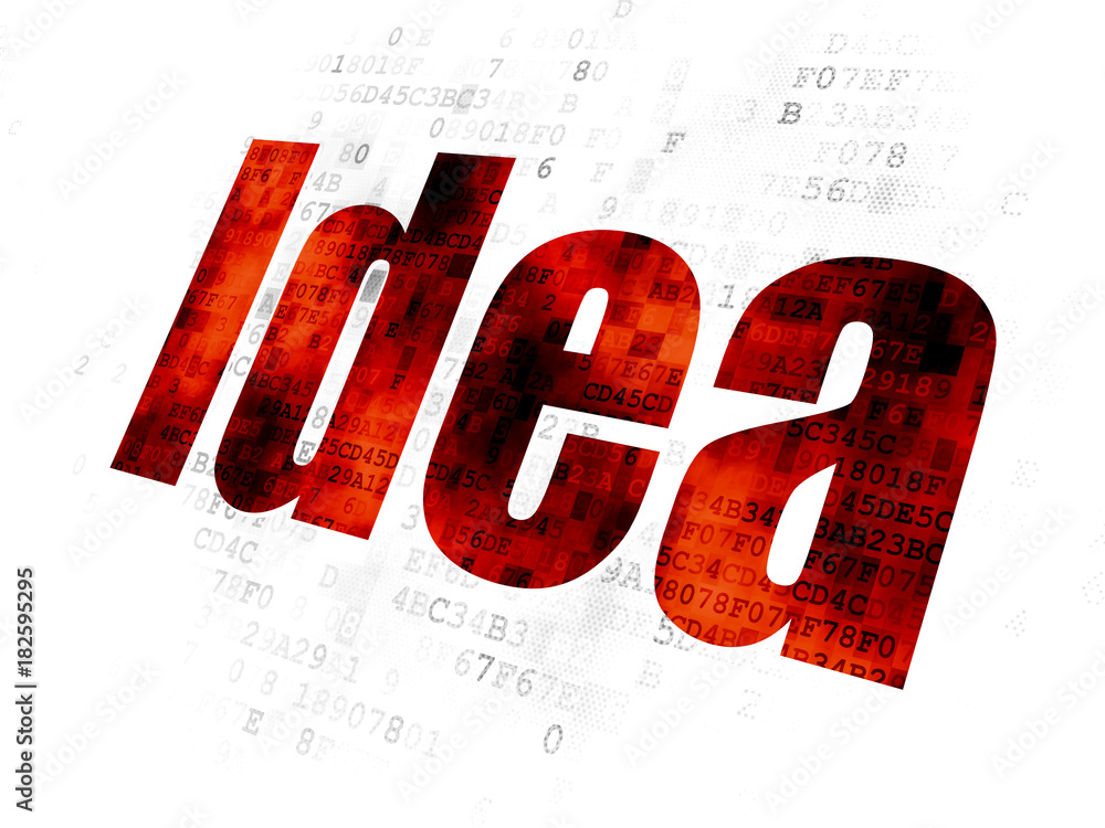 Advertising concept: Pixelated red text Idea on Digital background Advertising concept: Pixelated red text Idea on Digital background