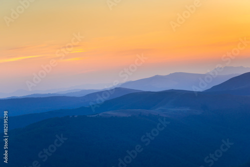 Sunset on the peak of mountain 
