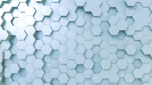 Light blue hexagonal background, 3D rendering