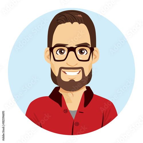 Happy smiling geek hipster beard man cool avatar