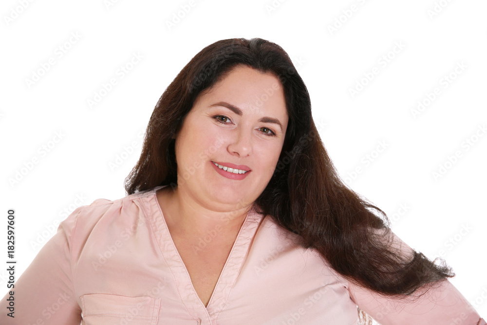 Overweight young woman on white background Overweight young woman on white background