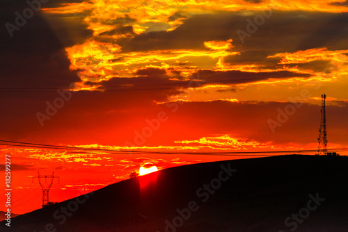 Dramatic clouds at the sunset