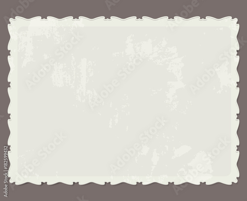 vector horizontal cardboard photo frame with embossed ornament of the edges and spots of old age