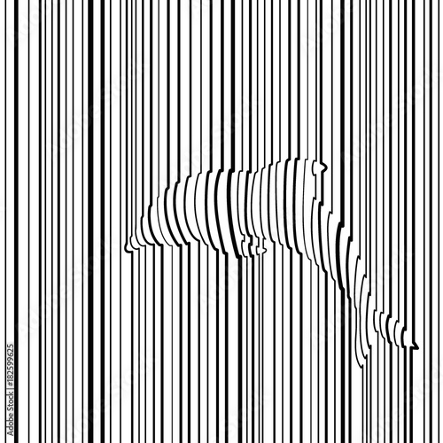 Black and white pop art geometric pattern  with dolphin.