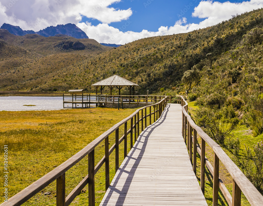 Wooden walkway crossing Limpiopungo Lagoon, Cotopaxi National Park, Ecuador
Wooden walkway crossing Limpiopungo Lagoon, Cotopaxi National Park, Ecuador