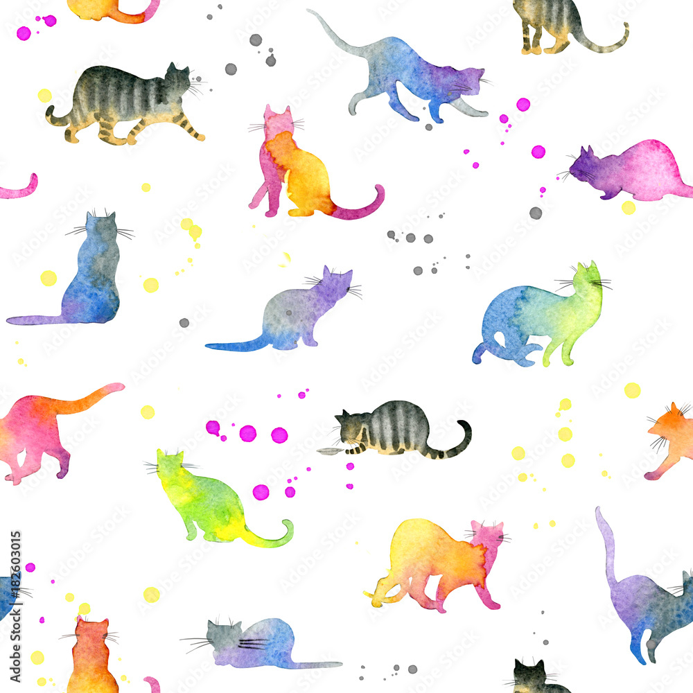 Obraz premium Seamless pattern with cute cats