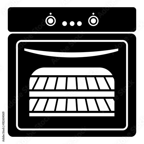 Kitchen stove icon, simple black style