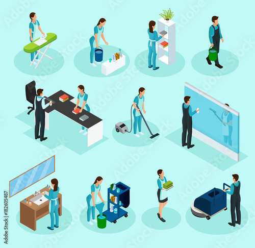 Isometric Cleaning Service Set