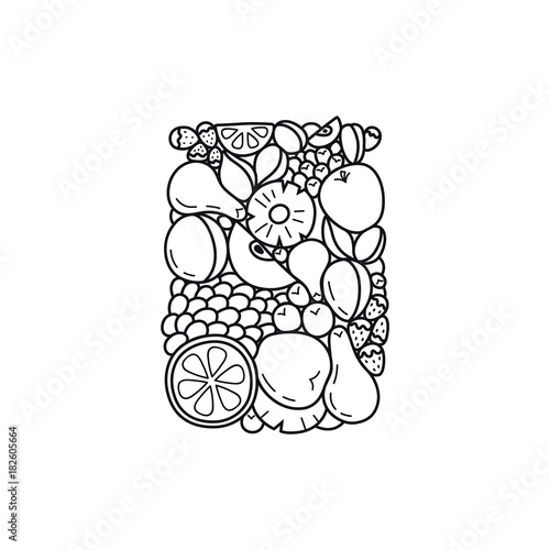 Vector coloring book adult illustration, meditation and relax. Creative homemade sweets doodle art. Adult anti stess cooking theme