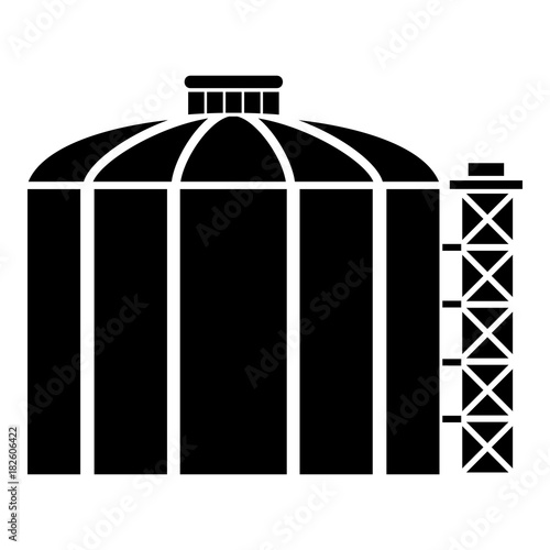 Oil storage tank icon, simple black style