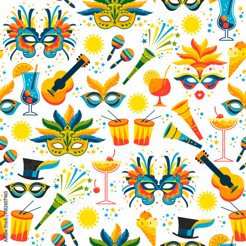 Brazilian Carnival. Vector seamless pattern.