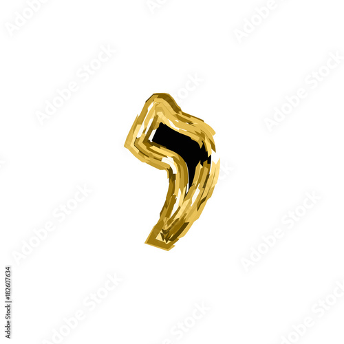 The golden letter Yod from the Hebrew alphabet. gold letter font Hanukkah. vector illustration on isolated background.