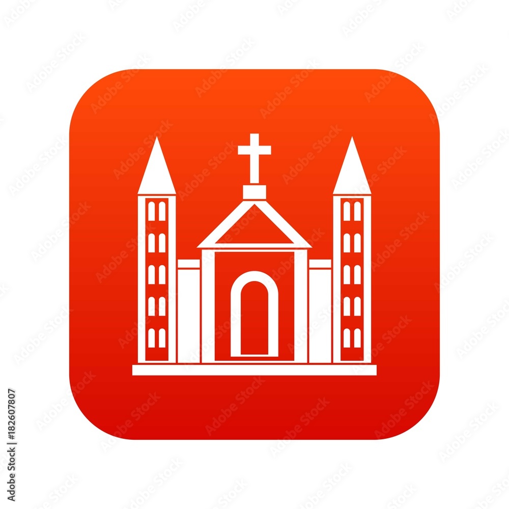 Christian catholic church building icon digital red