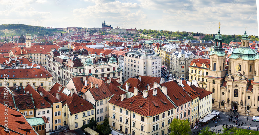 Prague rooftops panorama, Czech Republic landmark