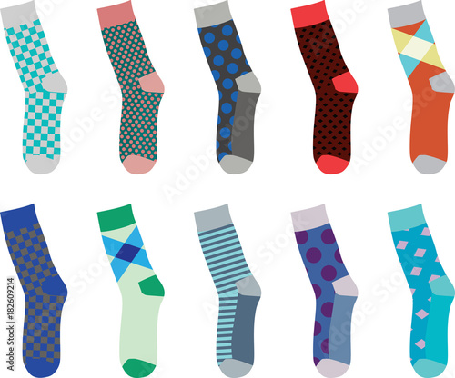 Colorful set of socks. vector illustration