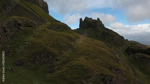 Aerial shot of the Quiraing, Scotland photo