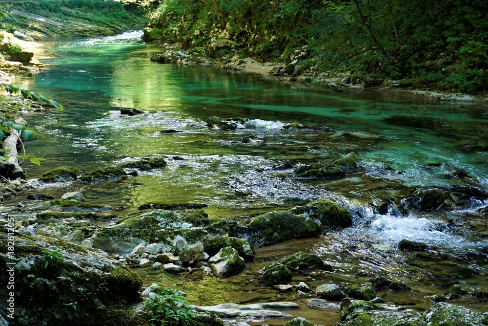 Klarer und frischer Radovna Fluss in Podhom
