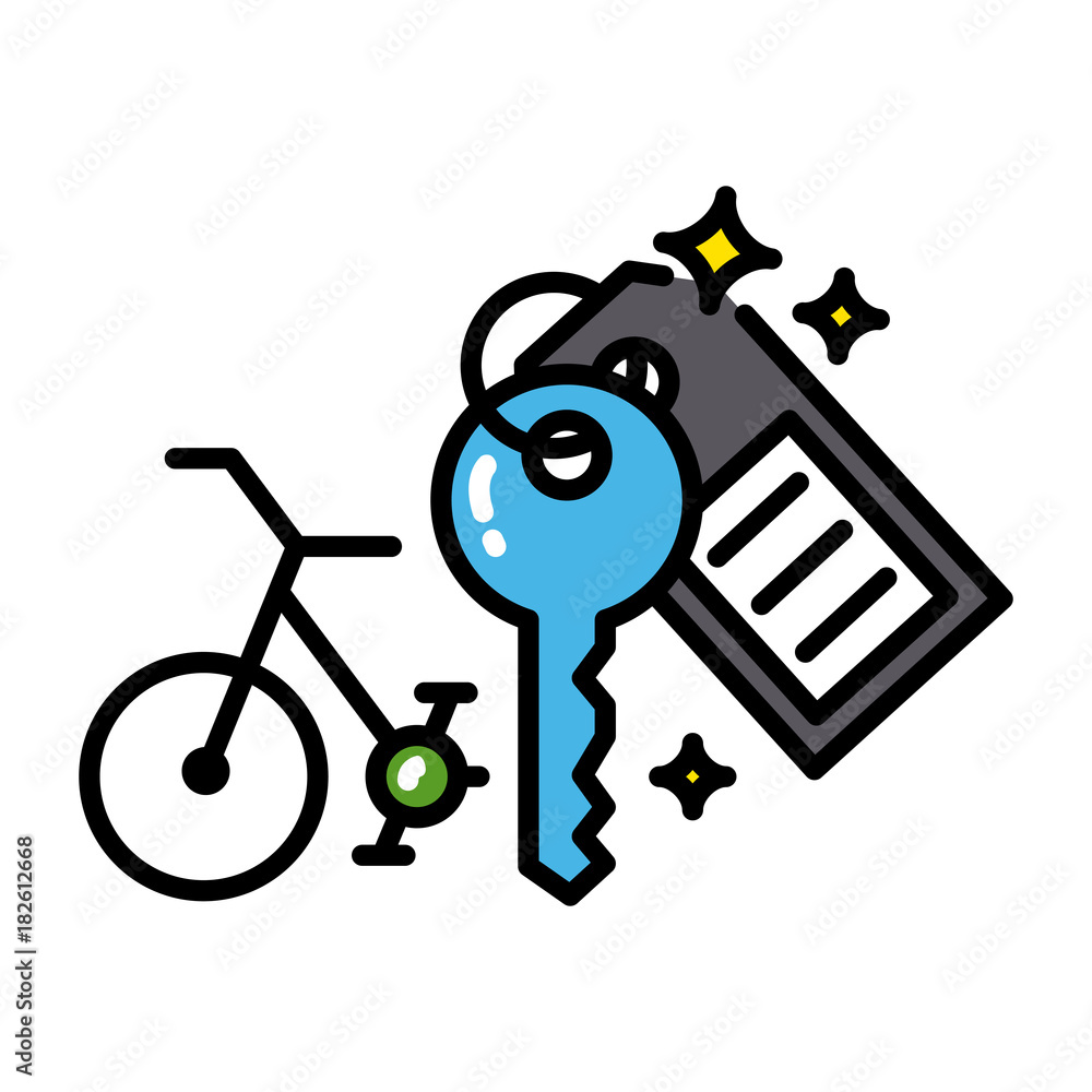 Bicycle rental icon colorful black outline isolated