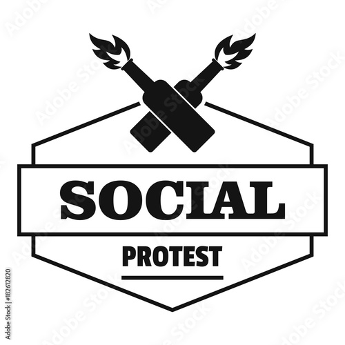 Social protest molotov cocktail logo, simple black style