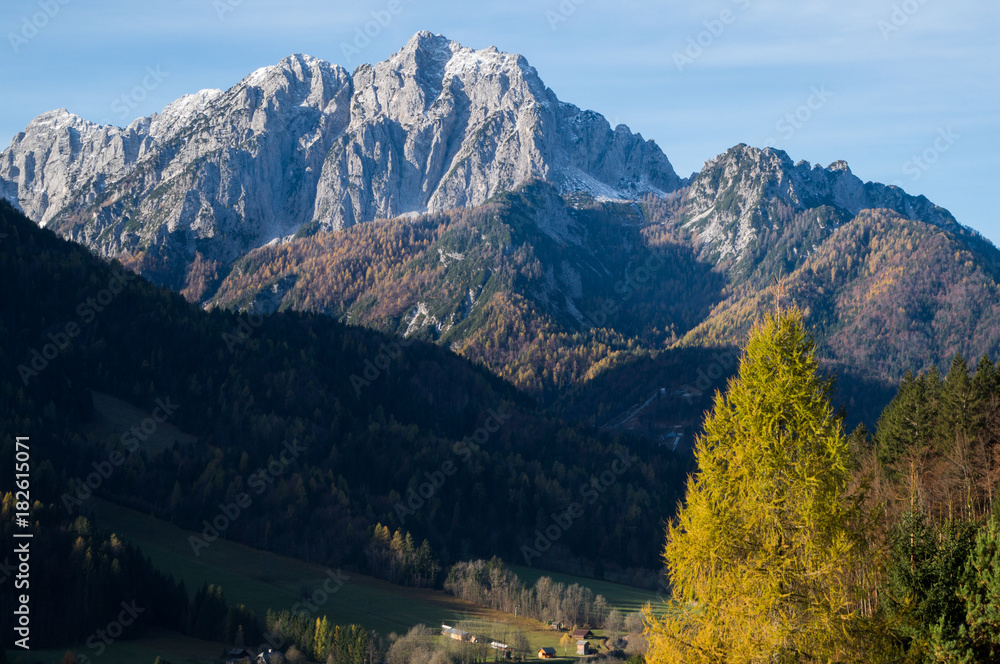 Autumn scenery in the Julian Alps of Slovenia
