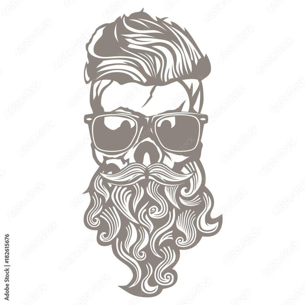 Crane hipster barbu avec tres belle moustache lunette et lunette de soleil  Stock Illustration | Adobe Stock