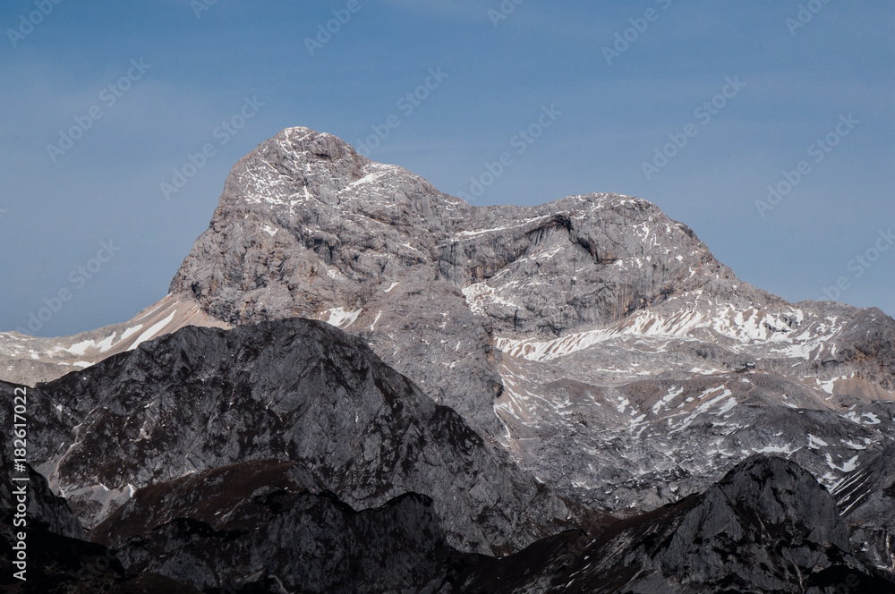 Close up of the talles peak in the Julian Alps, mount Triglav