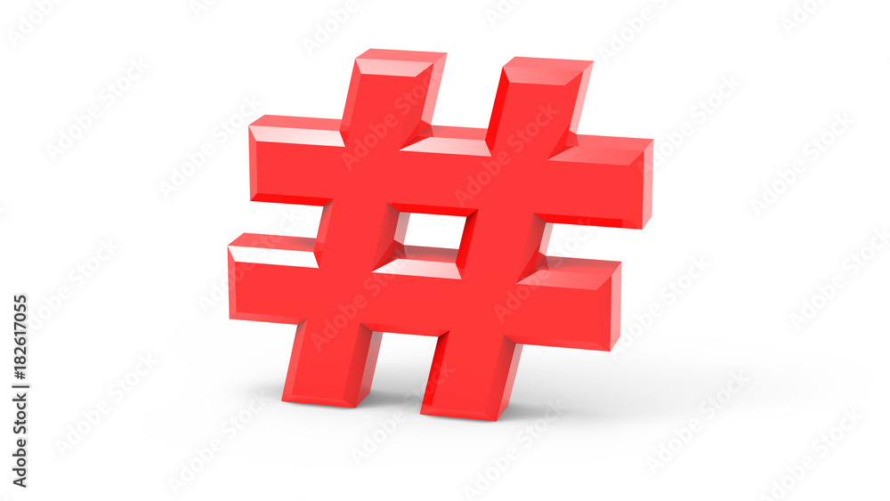 Obraz premium Hashtag Rouge Centré en 3D
