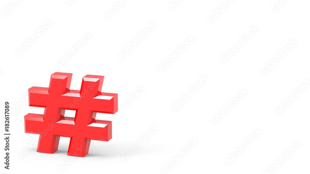 Obraz premium Hashtag Rouge bas coté gauche en 3D