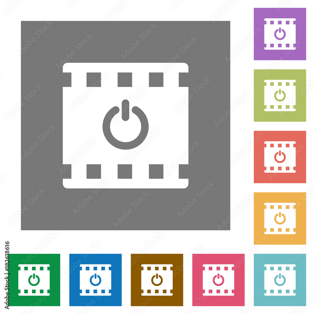 End movie square flat icons End movie square flat icons