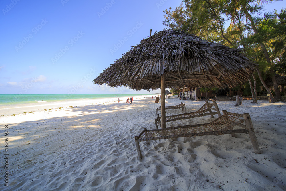 Fototapeta premium Umbrella on stunning tropical beach.