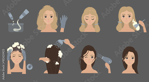 Steps to change hair color. Hair styling.