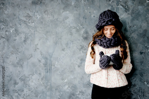 Winter fashion accessories.Young woman dressed for cold weather.