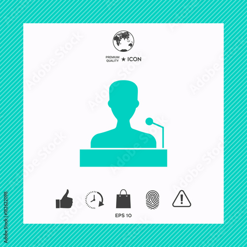 Speaker, orator speaking from tribune icon