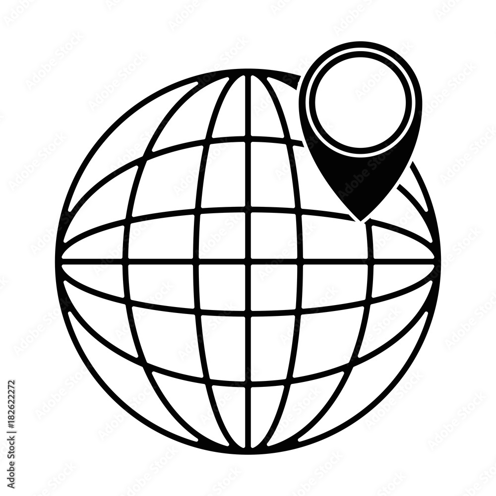 sphere planet with pointer vector illustration design sphere planet with pointer vector illustration design