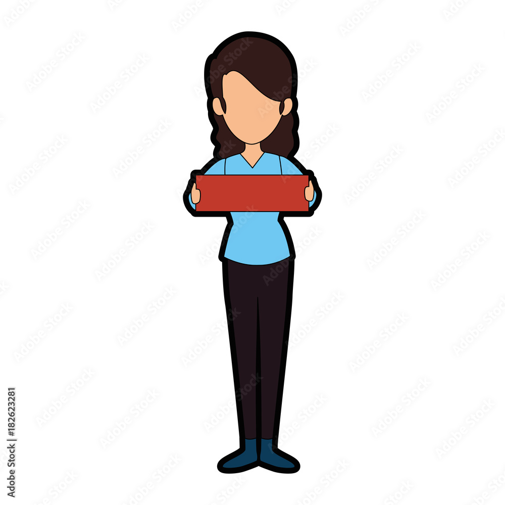 beautiful businesswoman with banner vector illustration design beautiful businesswoman with banner vector illustration design