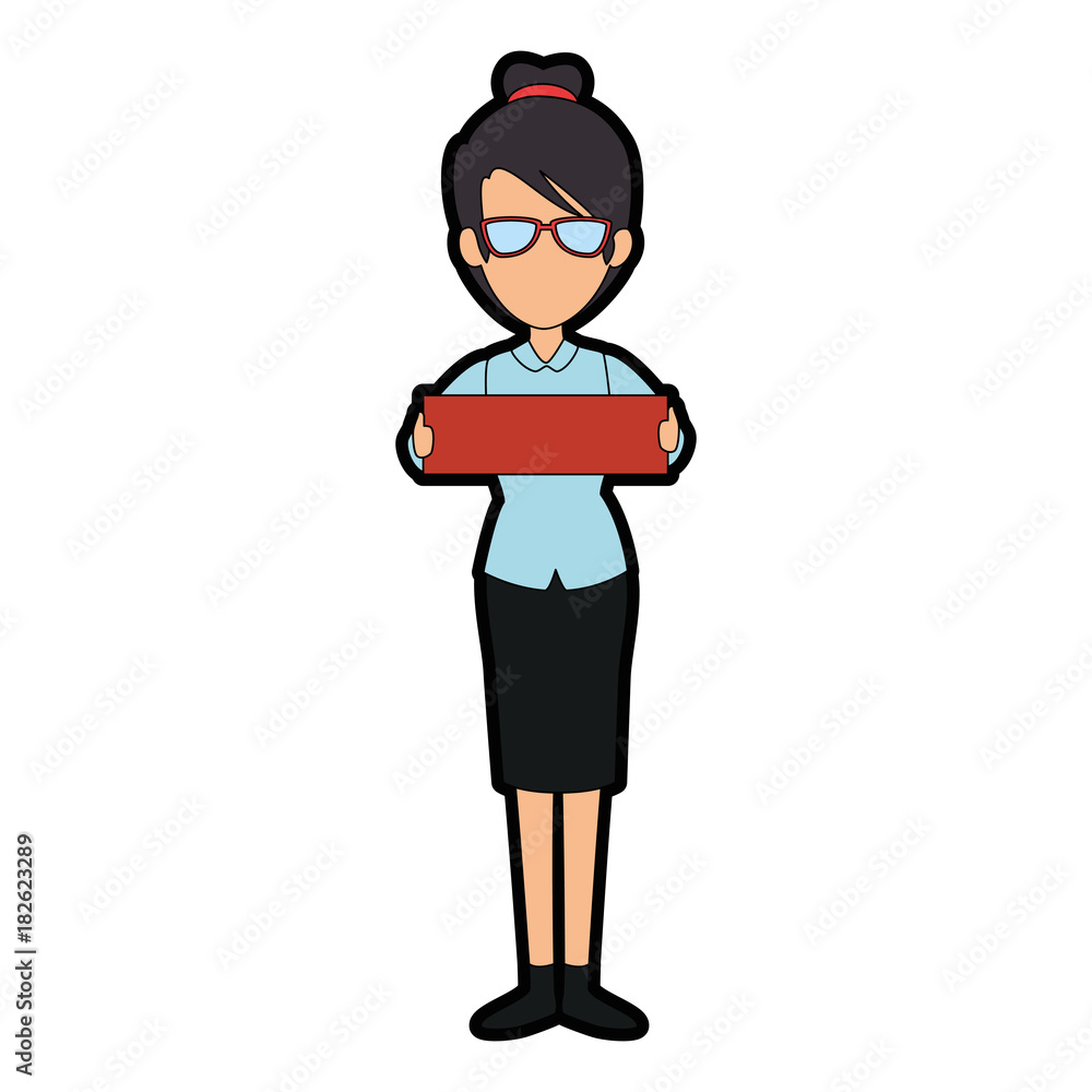 beautiful businesswoman with banner vector illustration design beautiful businesswoman with banner vector illustration design