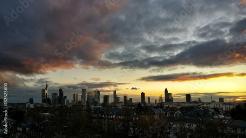Dark sunset clouds over Frankfurt