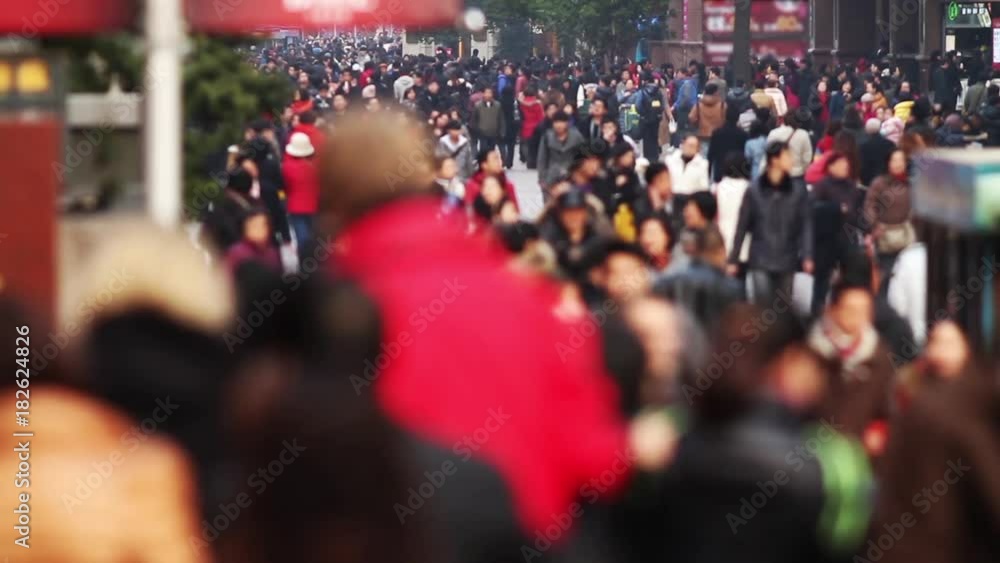 Slow Motion of Busy Crowds Traffic on Nanjing Road, Shanghai, China Slow Motion of Busy Crowds Traffic on Nanjing Road, Shanghai, China